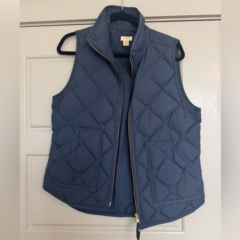 J. Crew Quilted Navy Blue Puffer Vest